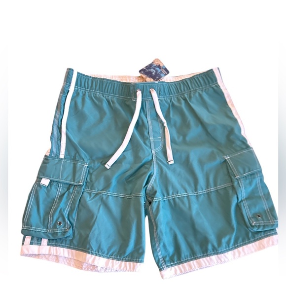 Steve & Barry's Board Shorts Teal & White Men’s Size Large Pockets New with Tags - Picture 1 of 9